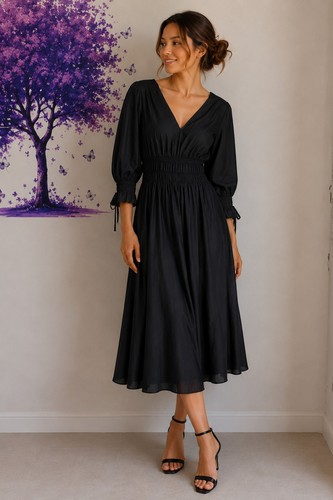Abito nero midi cotone - abito,