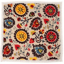 2x(Tovaglia Vintage Quadrata Cotone Lino Lace Sun Flower, Lavabile Tis6628
