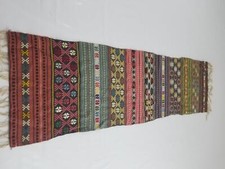 Antico arazzo svedese in lana scandinava intrecciata a mano 180x52 cm