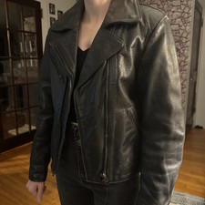 Giacca Moto Donna Chrome Gear By Custom Cromo Pelle Nera ?️ Taglia 2