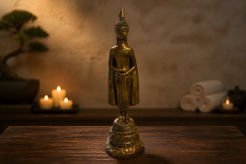 Bronze colored statue - , of