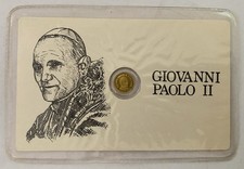 Tessera commemorativa con micro moneta placata oro PAPA GIOVANNI PAOLO II