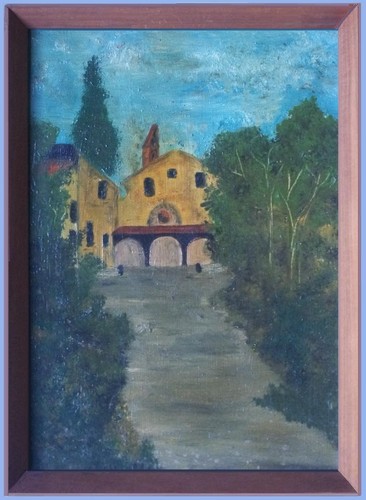 Vecchio dipinto olio tela - , con
