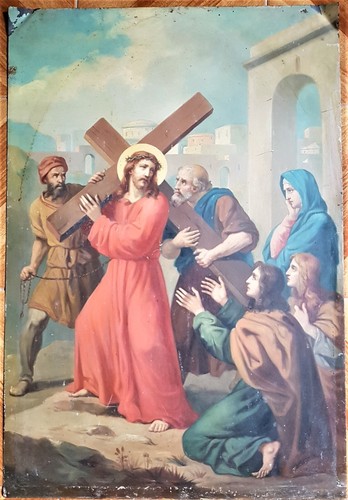 Dipinto antico via crucis - dipinto,