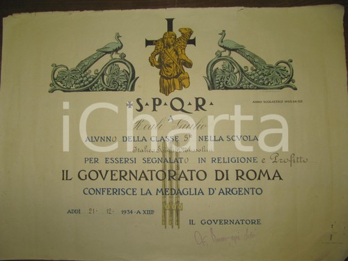 1934 attestato publio - 1934,