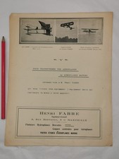 Ancien Prospectus 1912  Aeroplane Marin HENRI FABRE Hydravion  pionnier aviation