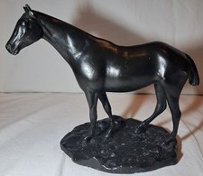 SCULTURA CAVALLO METALLO ZAMA (AP) COL. NERO VINTAGE PESO KG. 2.6 LARGH 27X6X20H