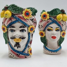 Testa di Moro in Ceramica di Caltagirone con Tema Fiori e Limoni – Altezza 22 cm