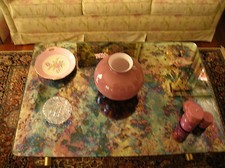 Tavolino da salotto vetro artistico USATO