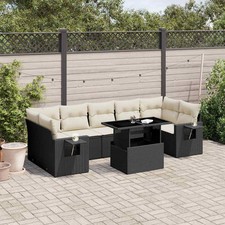 Garden Sofa Set Black PE
