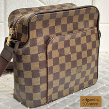 Borsa a tracolla Louis Vuitton Damier Ebene Olaf PM N41442 marrone con scatola/sacchetto antipolvere