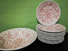 FONTEBASSO PIATTI FRUTTA DESSERT CIOTOLA INSALATIERA DECORO ROSSO