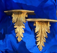 Applique vintage italiano abbinato coppia oro ~ fiorentino ITALIA MENSOLA acanto antico