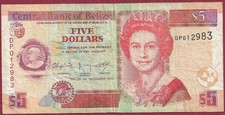Belize 5 dollari QEII P-67e