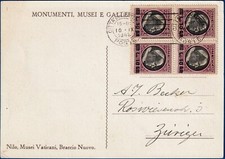 Vaticano - 1948 - Cartolina resa franca con quartina Lire 10 su 5  Sassone n.108