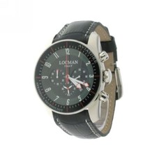 LOCMAN AVIATORE CRONOGRAFO PELLE NERO OROLOGIO UOMO CRONO WATCH MONTRE UHR RELOJ