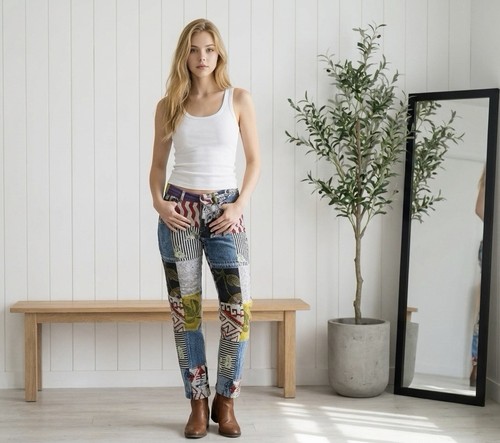Jeans donna patchwork desigual - patchwork,