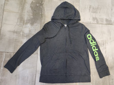 Felpa Adidas donna grigia con scritta verde taglia XL con cappuccio