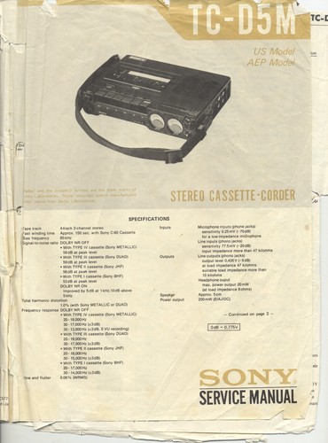 Sony d5m cassette deck - sony,