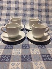4 tazzine caffè + piattini ceramica bianca