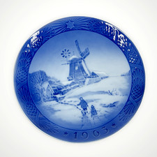 Piatto di Natale Vintage 1963 Royal Copenhagen Danimarca - Mulino a vento di Kai Lange