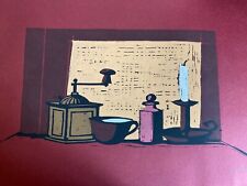 Enotrio Pugliese, rara linoleografia al torchio a mano 1973.