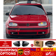 Per Vw Golf 4 1997-2003 Batman Bat Wing Specchio Cover Pianoforte Nero Plasti...