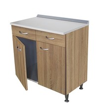 Mobile cucina componibile cm.80, con 2 ante e 2 cassetti, rovere top color marmo