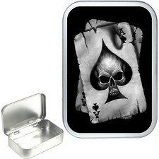 Ace Of Spade's. Silver Tobacco Tin , Bait Tin ,Storage Box, Pocket Tin 1oz & 2oz
