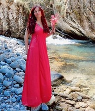 Abito vintage anni 70 80 da notte o da sera color fragola tg media