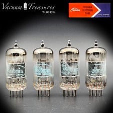 12AU7A ECC82 Baldwin/TOSHIBA Matched Quad Short Gray Plates Tubes Made in JAPAN