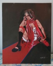 Quadro Domenico Cancelli. Anni 70. Donna. 100 cm x 80 cm. Olio Su Tela. 