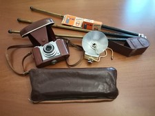 Macchina Fotografica Zeiss non funzionante + treppiedi 113 cm, flash e 8 lampade