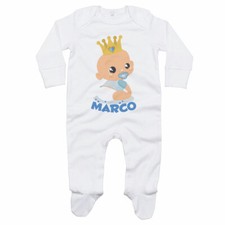 Tutina neonato personalizzata con nome bambino con corona