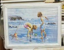 QUADRO CON VARI SOGGETTI shabBY chic CORNICE LEGNO BIANCA artigianale 36X46  CM