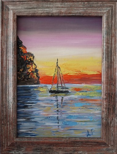 Dipinto olio barca vela - dipinto,