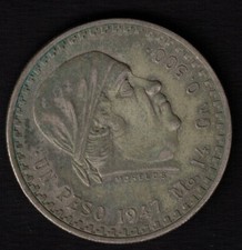 MONETA UN PESO MESSICO 1947