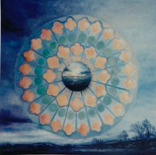 Quadro Dipinto a mano olio su tela moderno astratto MANDALA blu per arredo casa 