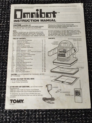 Manuale istruzioni robot - , tomy