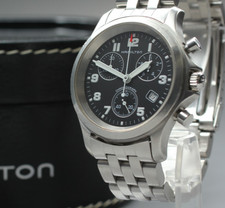 [EXC+5 con Cassa] HAMILTON Khaki Field Cronografo 3832 Quadrante Nero Orologio Uomo Qz