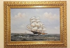 Olio su tela di veliero