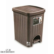PATTUMIERA A PEDALE ELEGANCE LT. 20 TORTORA EFFETTO RATTAN IN PLASTICA