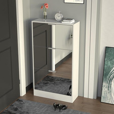 Scarpiera Con Ante a Specchio Ribaltabili, Porta Scarpe Con Ripiani a Ribalta E 