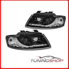 LPAUF4 FARI FANALI ANTERIORI HEADLIGHTS DAYLIGHT BLACK AUDI A4 B6 CABRIO 02-06 T