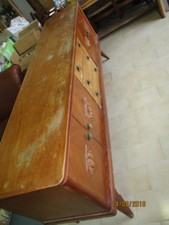 Base soggiorno vintage 3 cass. impiallacciatura rombo inserti frutta  -URDE