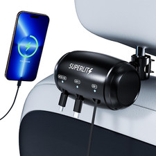 SUPERLIT 3-In-1 Sedile Posteriore Retrattile Stazione di Ricarica Box - Caricabatteria Auto Veloce per