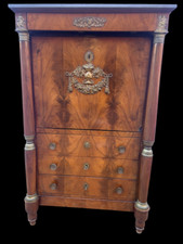 Antico secretaire impero in radica di noce ,epoca 800