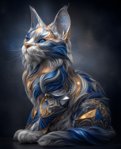 Gatto geometrico occhi azzurri
