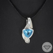 Valore 1180 € ciondolo topazio brillante 585 14 carati oro bianco xxyy