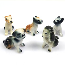 Set cinque STATUINA vintage CANE DOG CUCCIOLI FIGURINE PORCELLANA CERAMICA MINI